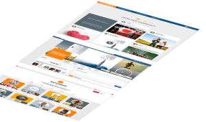 3 social media flat screens, tilted